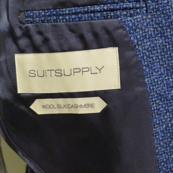 Suitsupply Hudson Fratelli Silk Cashmere Blue Weave Two Button Blazer 38R - Picture 12 of 12